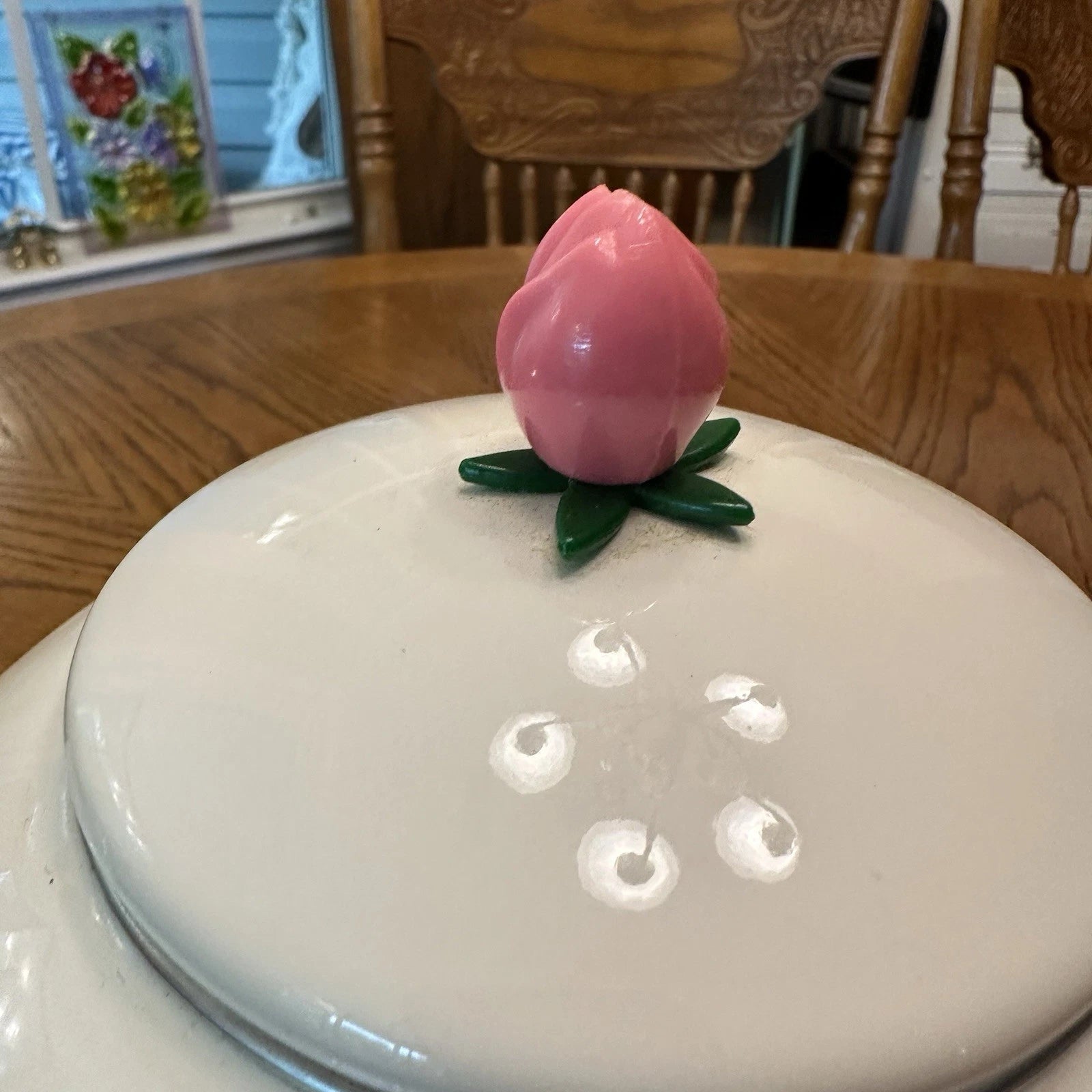 Franciscan Desert Rose Enameled Steel Tea Kettle Stovetop Teapot & Lid Vintage