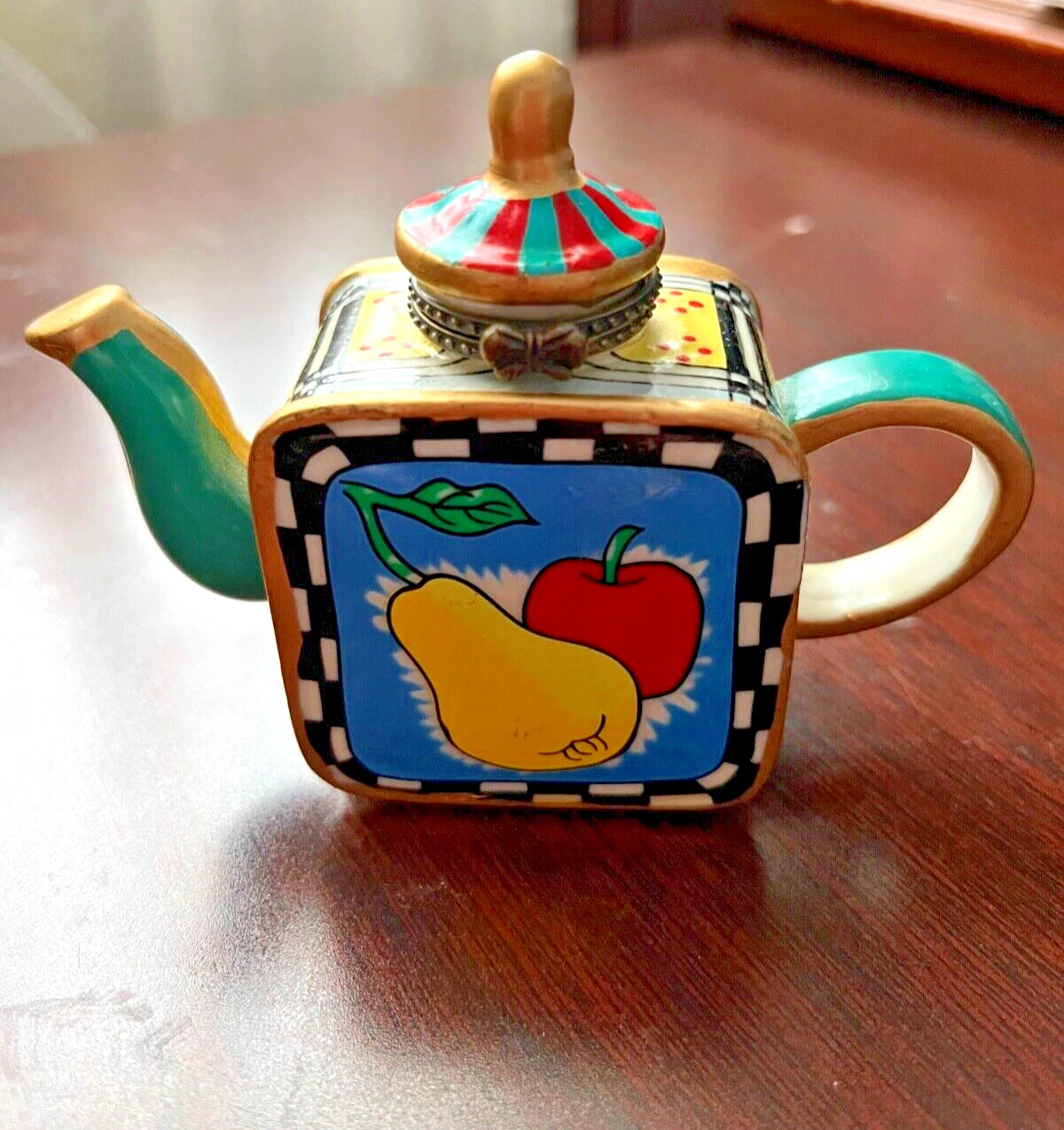 Porcelain Enamel Teapot Trinket Set | eBay