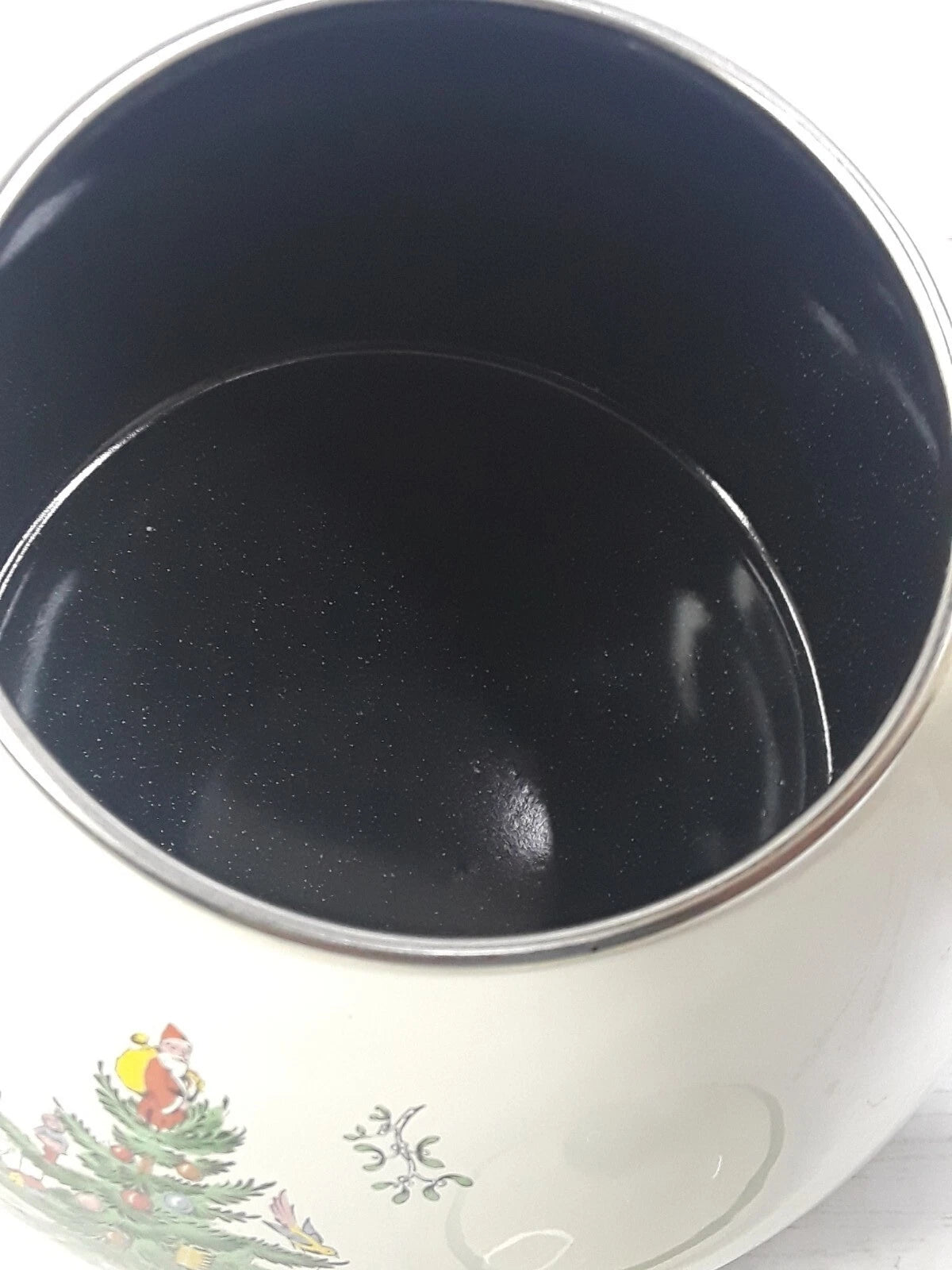 Spode Christmas Tree Whistling Tea Kettle Pot Porcelain Enamel on Steel