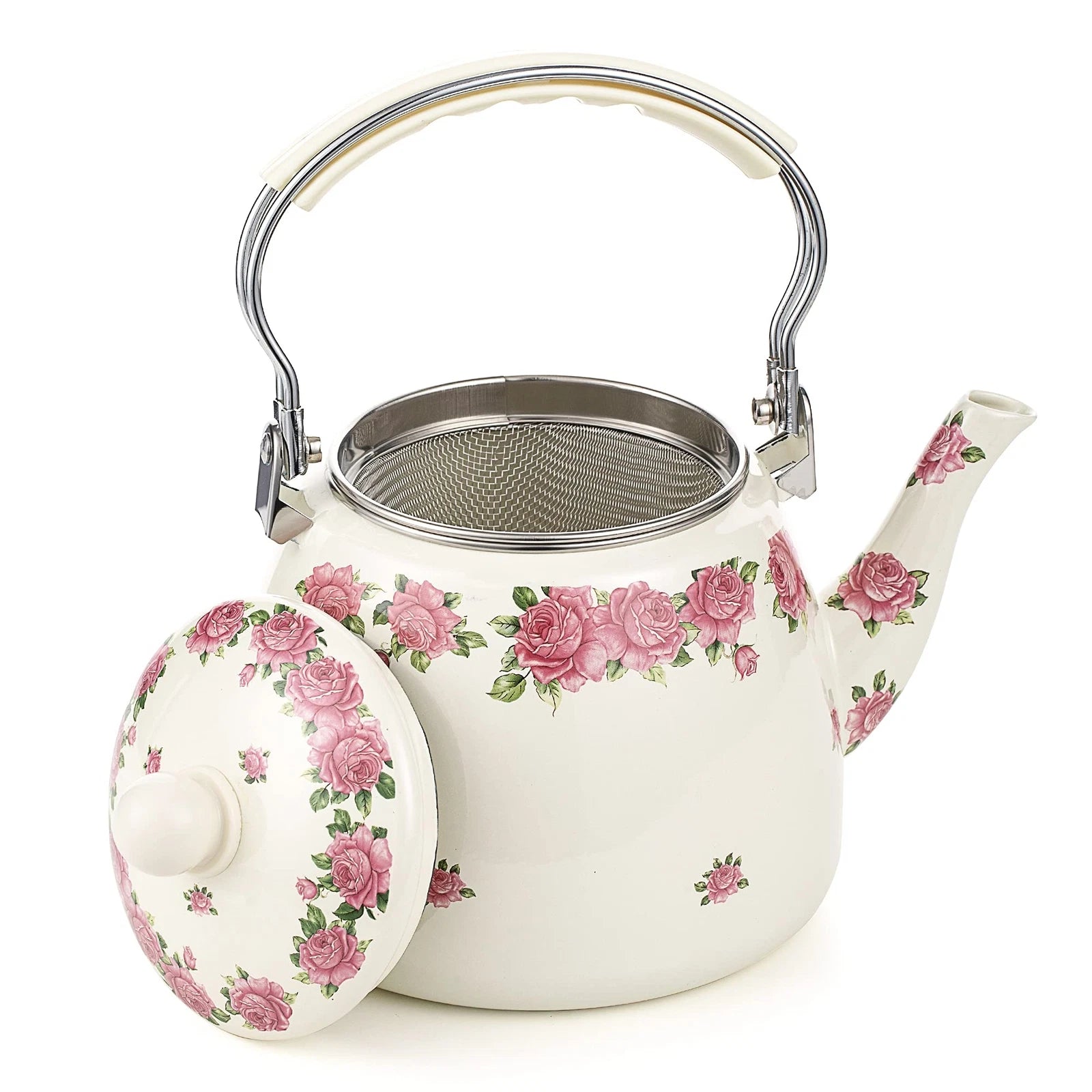 Tea Kettle Pot for Stove TopPorcelain Large Enamel Teakettle3.3L Colorful Tea...