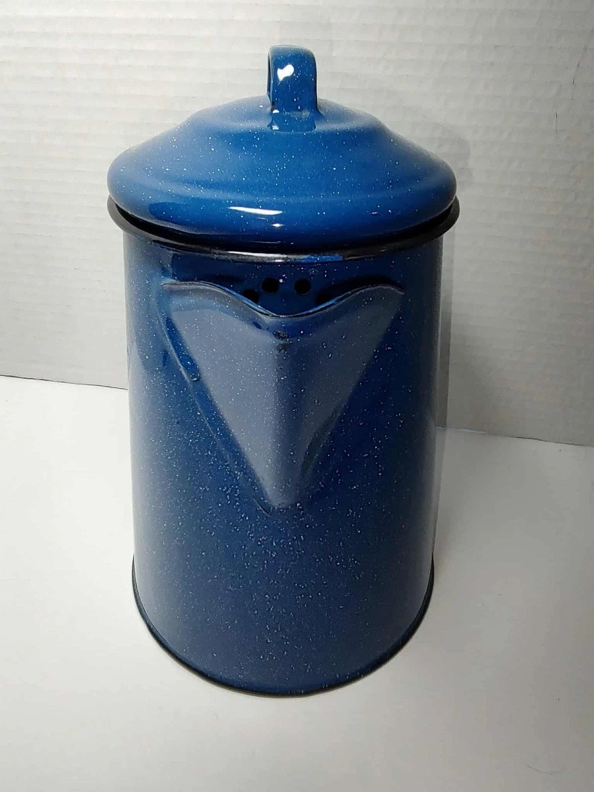 Vintage Enamel Stove Top Coffee Tea Pot Blue Speckled Camping Farmhouse | eBay