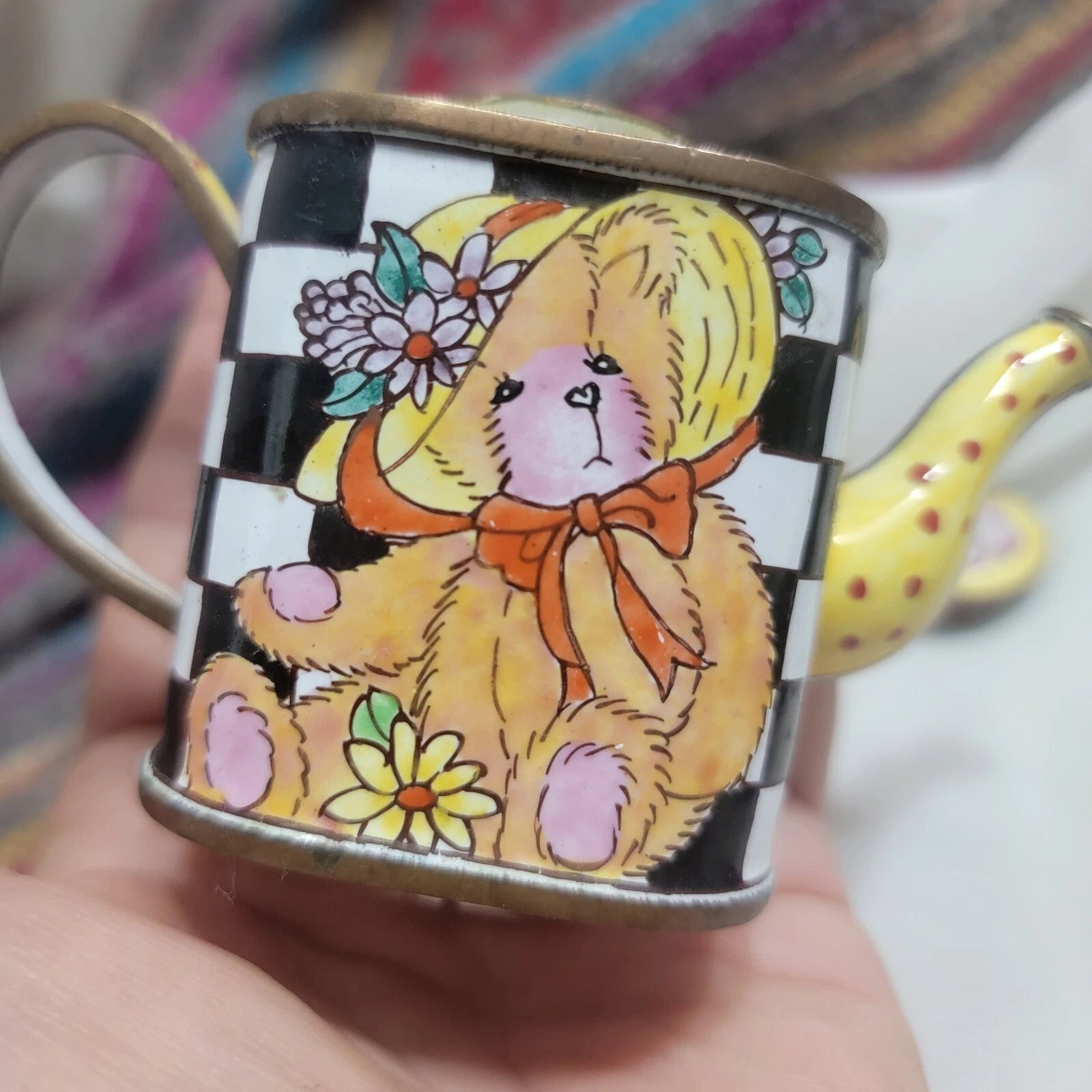 Kelvin Chen Miniature Porcelain Enameled Metal Teapot. 1999 Excellent condition