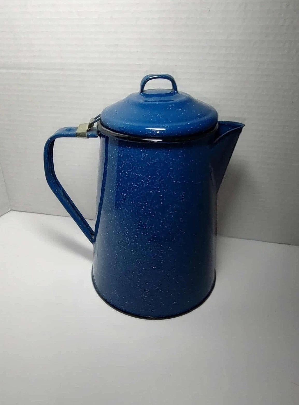 Vintage Enamel Stove Top Coffee Tea Pot Blue Speckled Camping Farmhouse | eBay