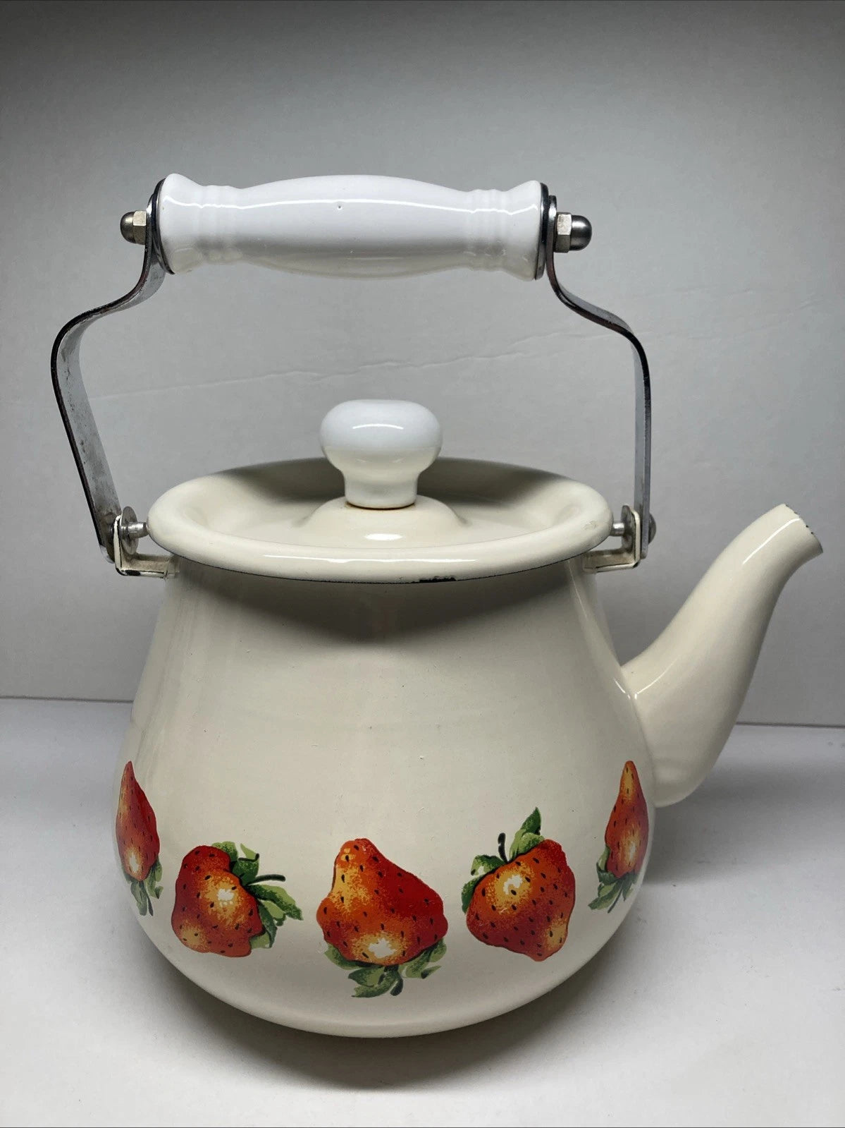 Kobe Strawberry Design Enamel Tea Kettle 2 qt. Porcelain On Steel | eBay