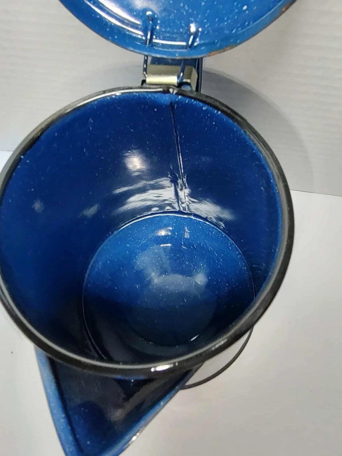 Vintage Enamel Stove Top Coffee Tea Pot Blue Speckled Camping Farmhouse | eBay