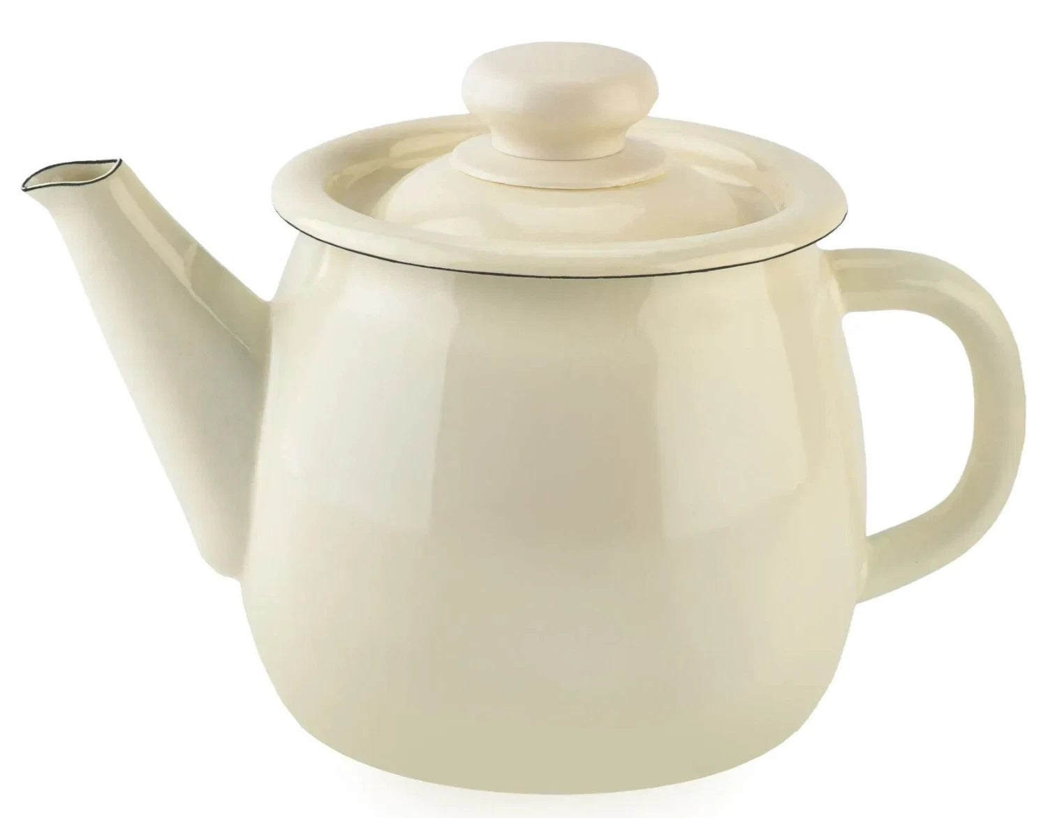 STPGOODS Ivory Enamel Teapot Small Stovetop Kettle Vintage Tea Pot 1.1qt