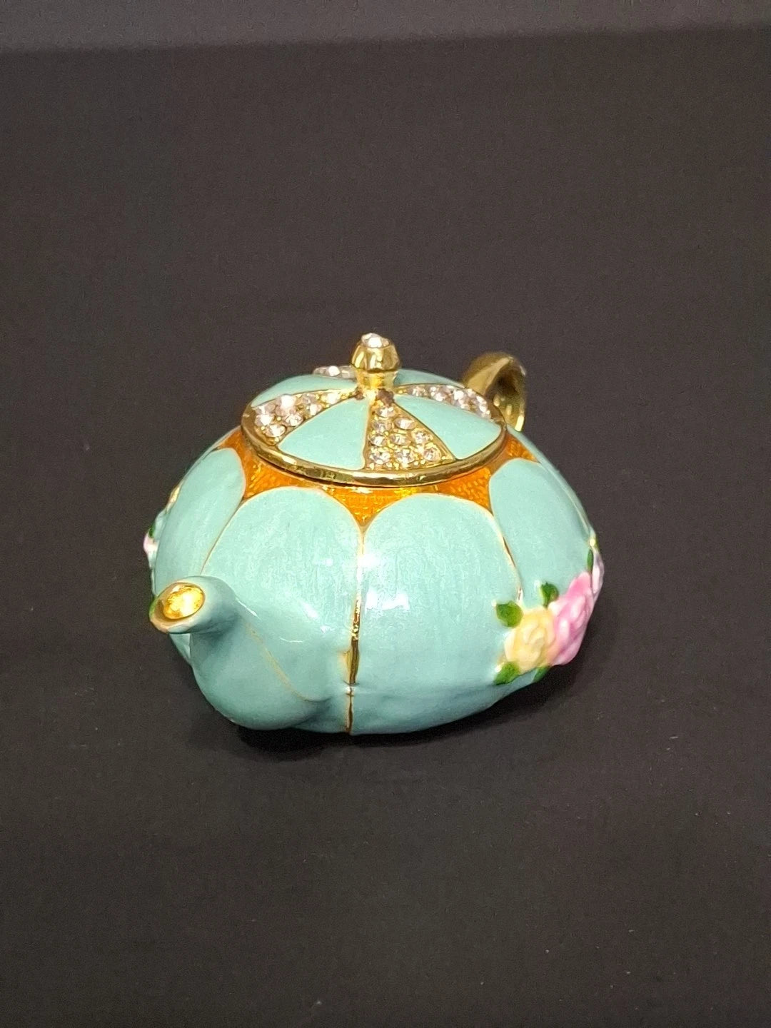 Miniature Tea Pot Trinket Box with Hinge Lid