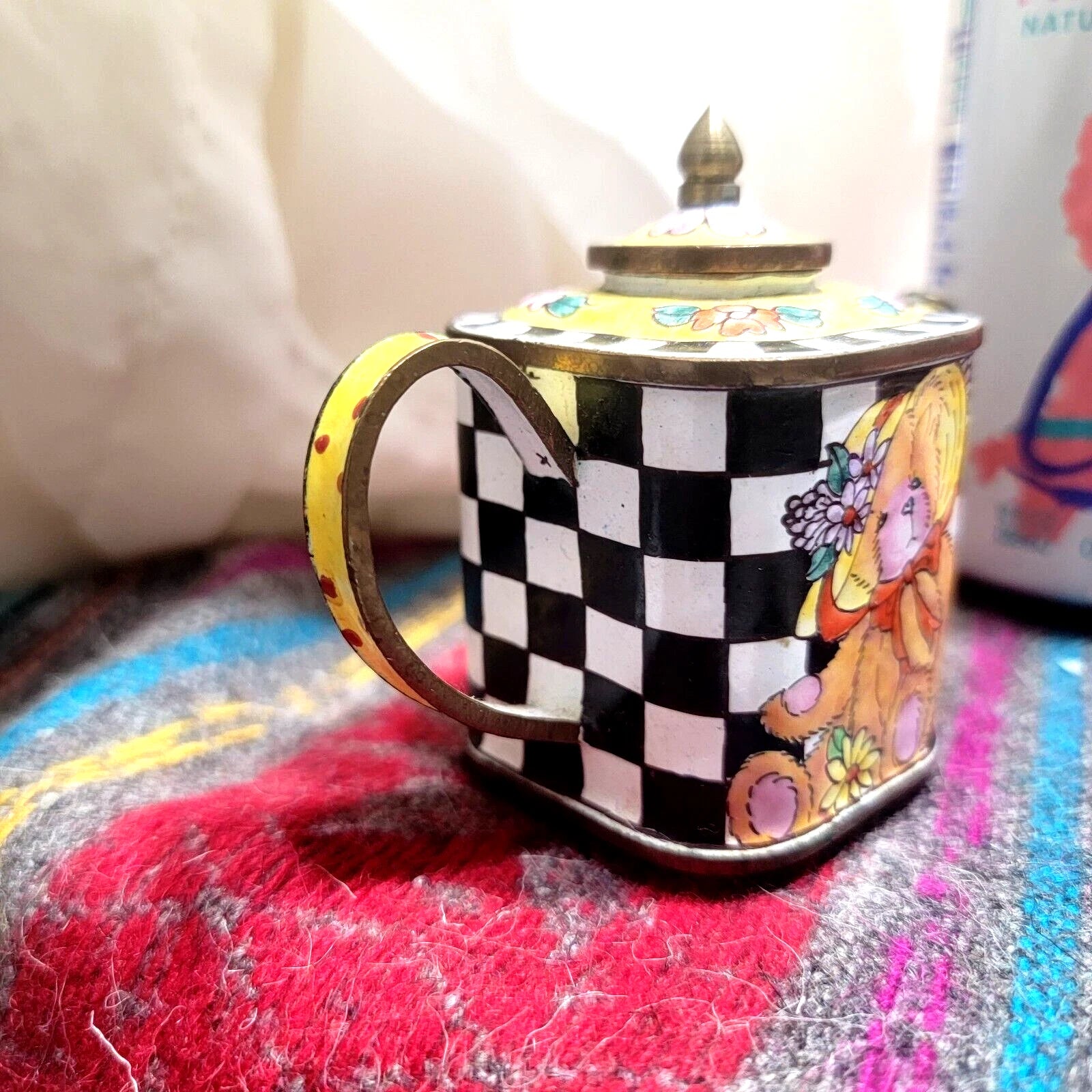 Kelvin Chen Miniature Porcelain Enameled Metal Teapot. 1999 Excellent condition