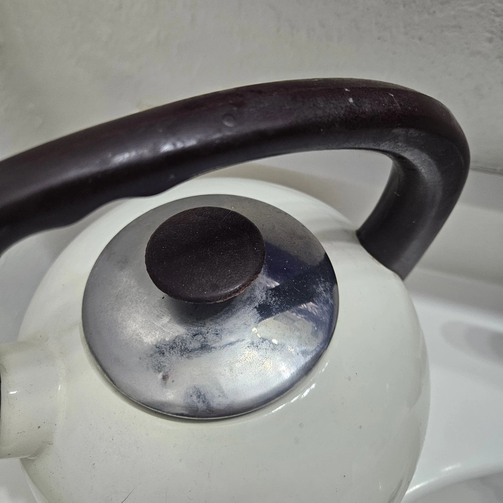 Vintage JPM Enamel Tea Pot Kettle LARGE Sweet Flowers Made In Spain RARE