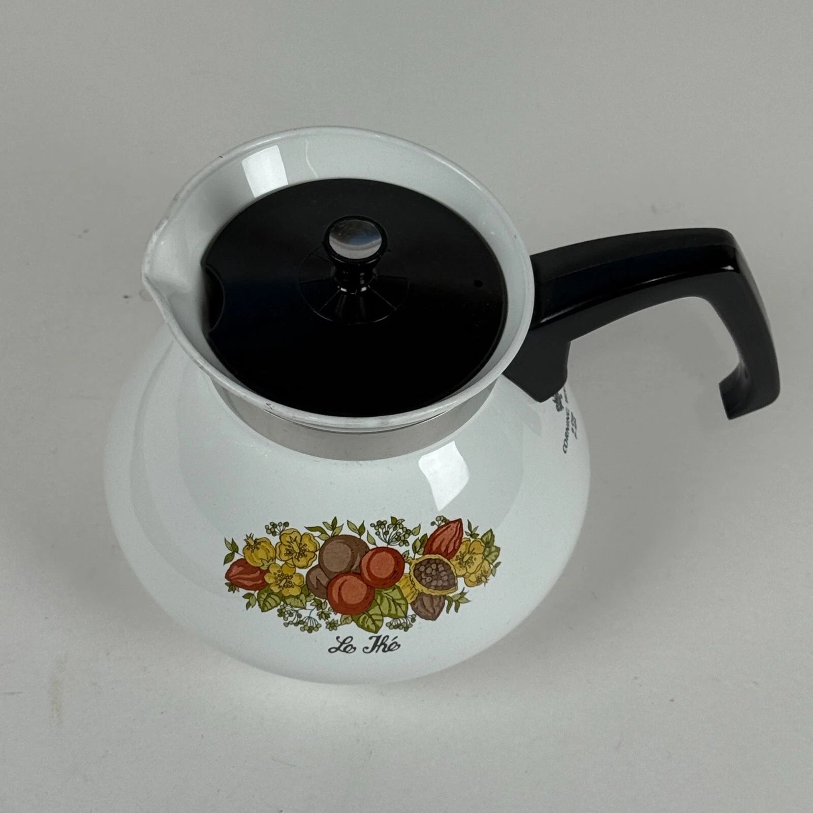 Vintage Corning Ware 6 Cup P 104 White Floral Enamel Coffee Tea Pot With Lid | eBay