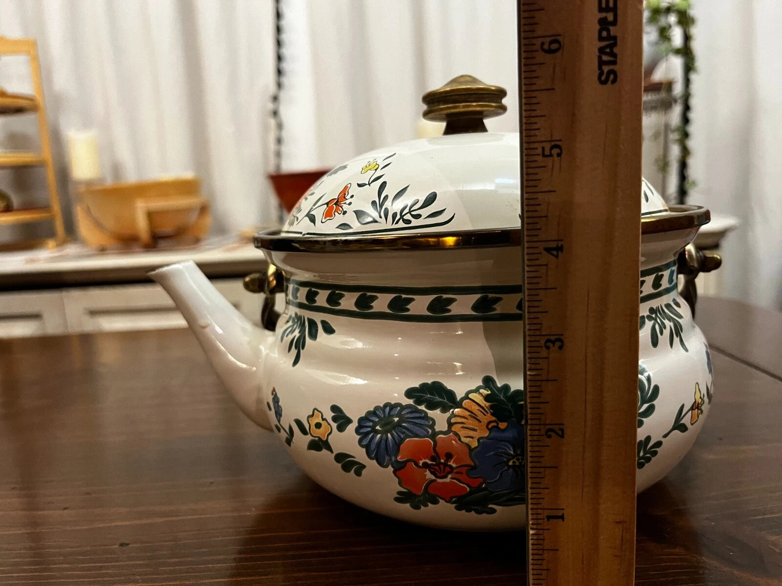 Vintage M. Kamenstein Enamelware Floral Motif Tea Pot Circa 1981 | eBay