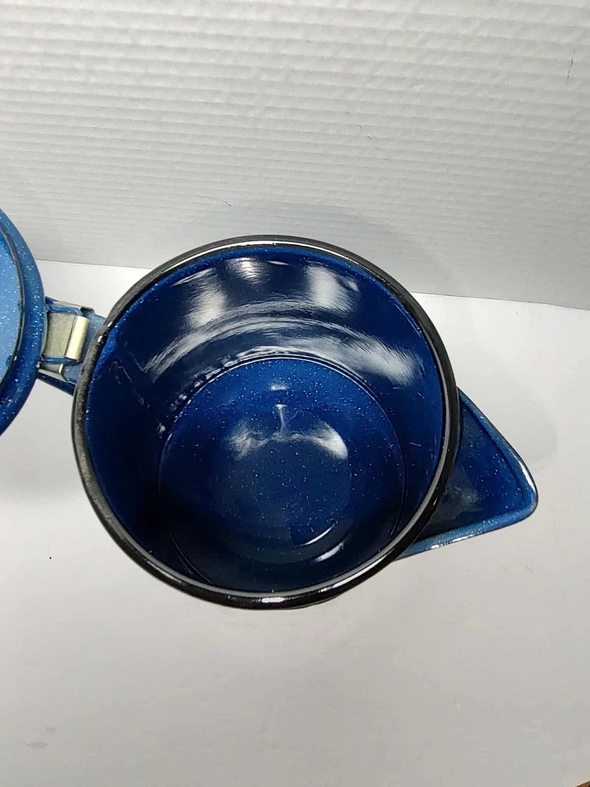 Vintage Enamel Stove Top Coffee Tea Pot Blue Speckled Camping Farmhouse | eBay