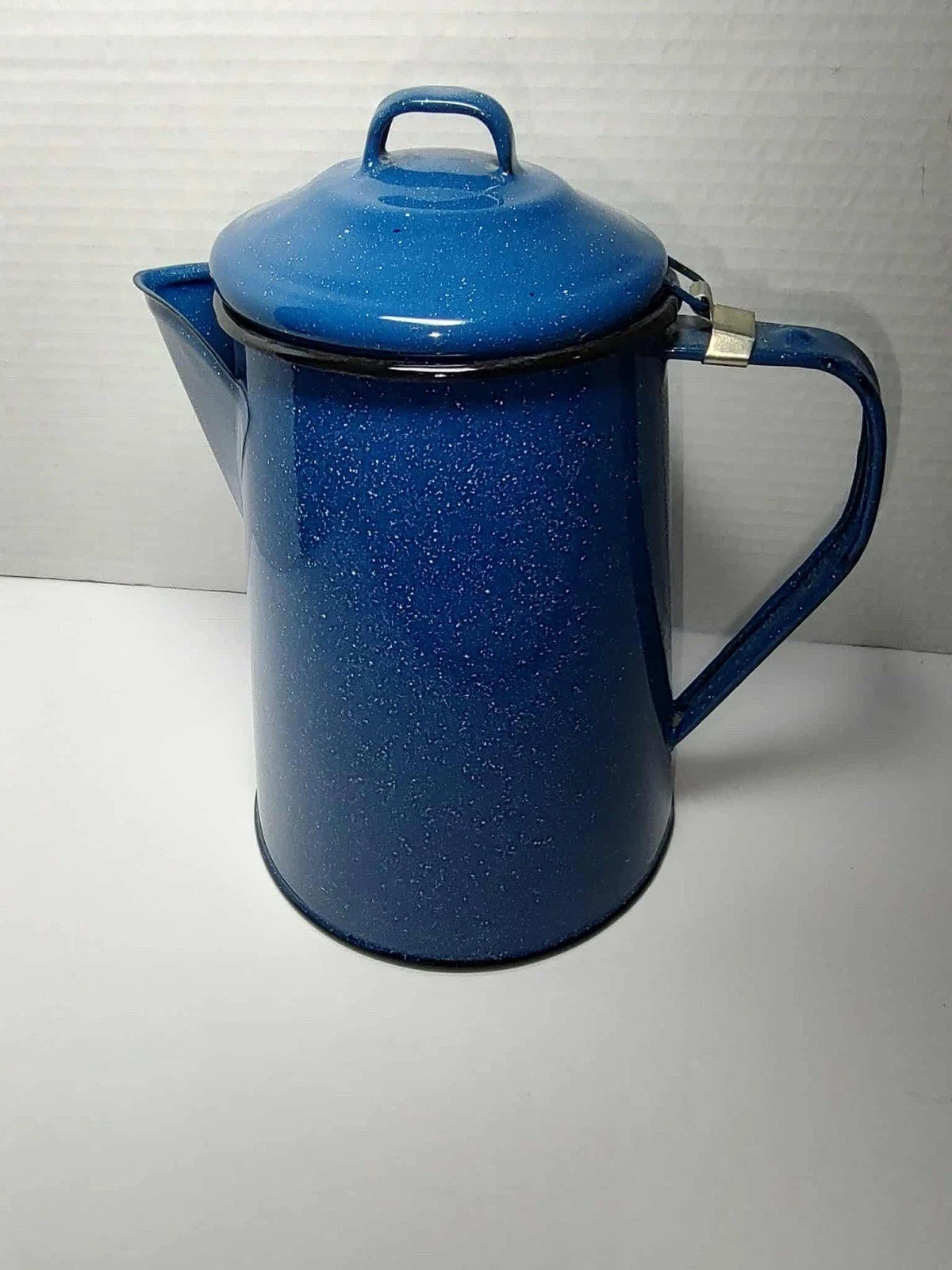 Vintage Enamel Stove Top Coffee Tea Pot Blue Speckled Camping Farmhouse | eBay