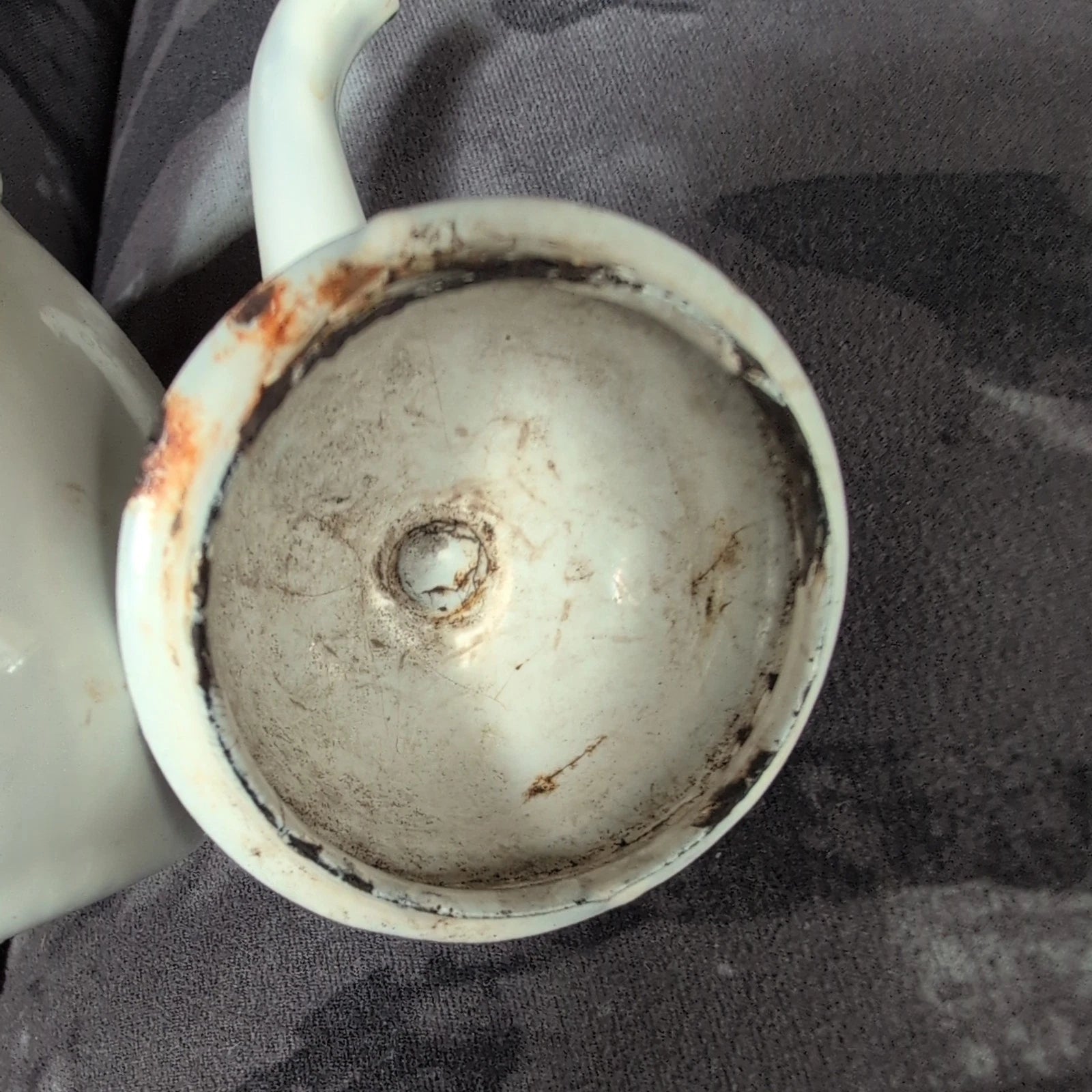 Vintage Enamel/Graniteware Gooseneck White Coffee/Tea Pot Pitcher with Lid 3"