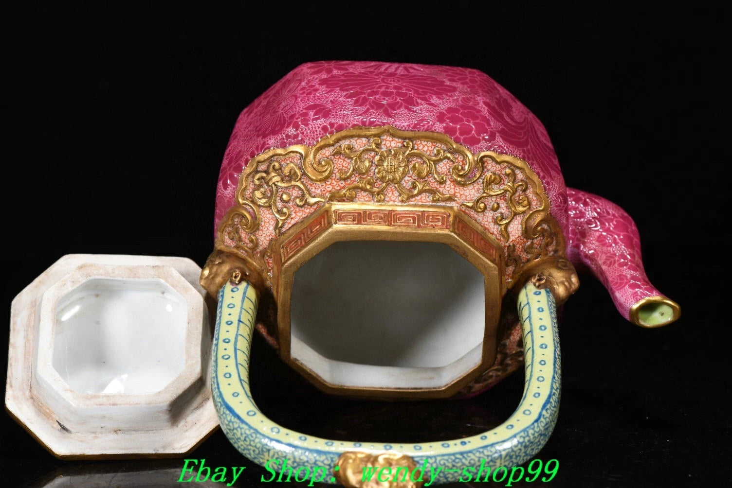 Qianlong Marked Colour Enamel Porcelain Gilt Dragon Lion Head Teapot Teakettle | eBay