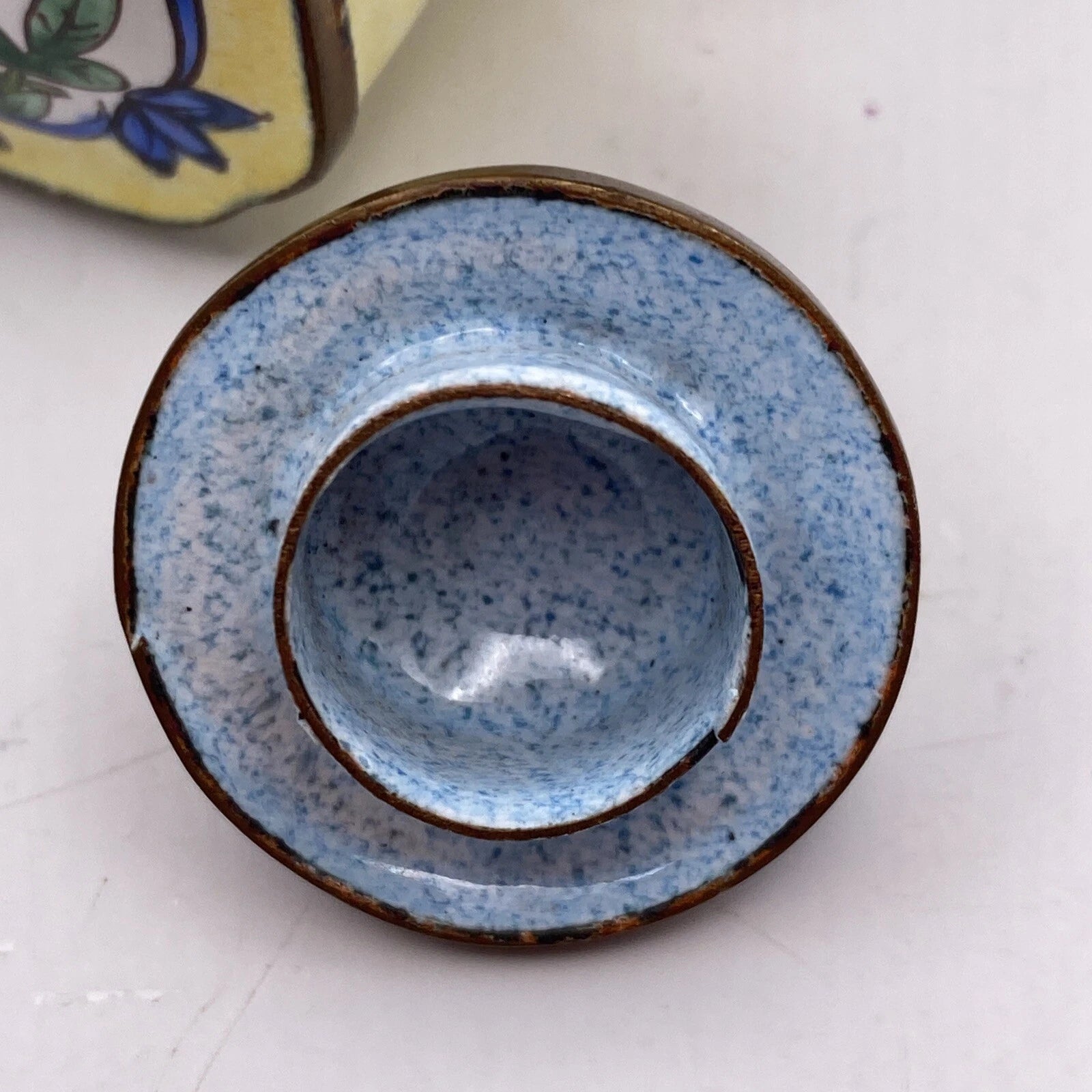 Miniature Enamel Teapot With Lid Yellow flowers BB7