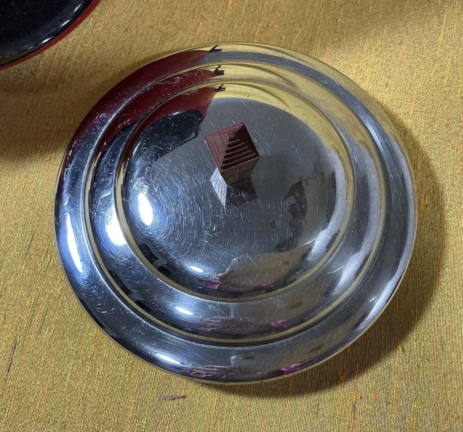 Sassy RED GRANITEWARE Enamelware TEAPOT Kettle Art Deco Style Shiny Vintage