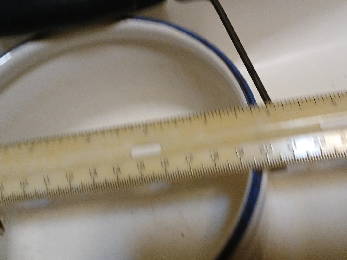 Vintage Blue Onion Danube Style Enamel Teapot Metal Bail Wood Handle 4.5"×8"