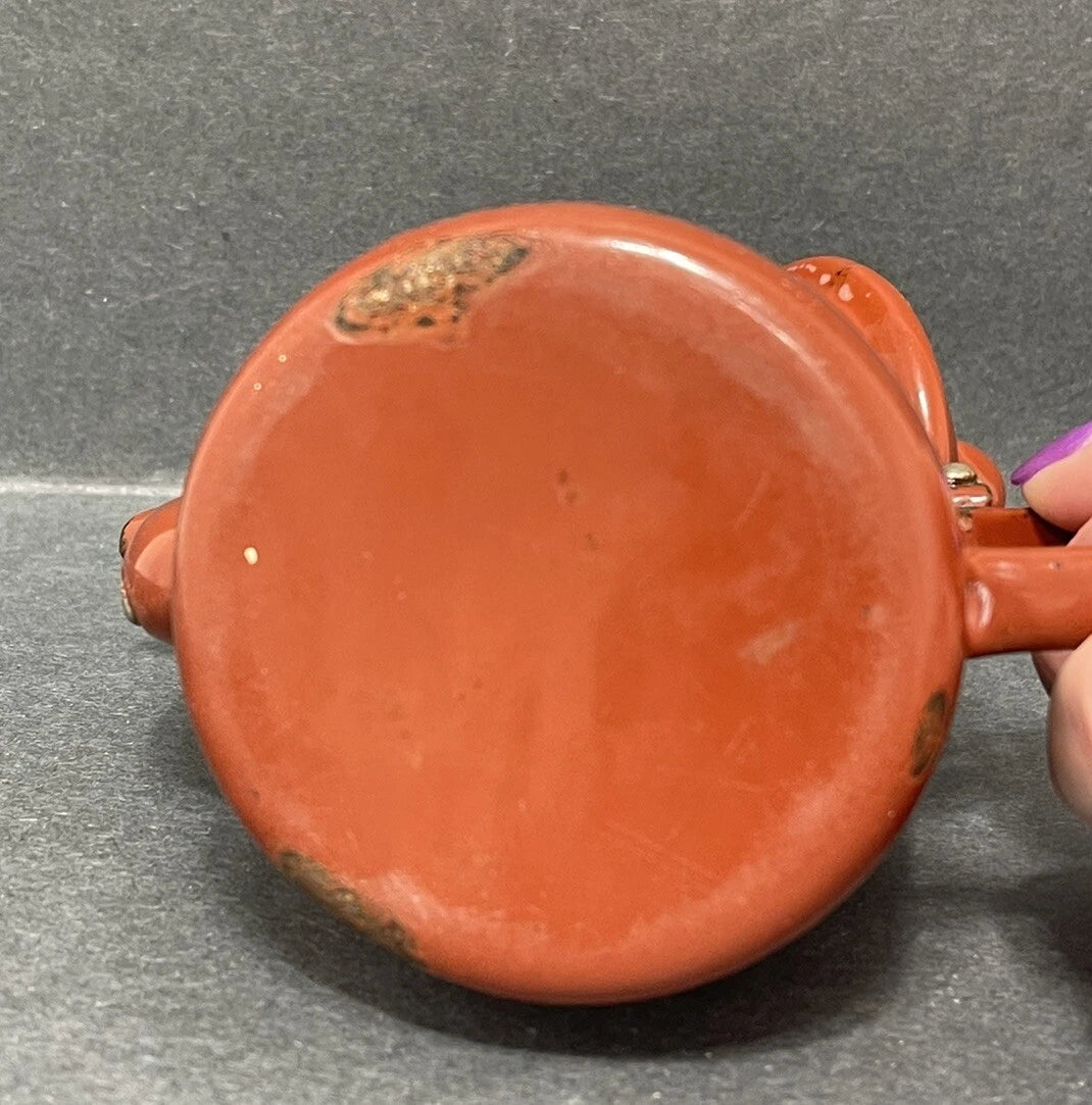 Small Antique Brown Enamelware Teapot Water Pot Some Rust Rustic Decor Only