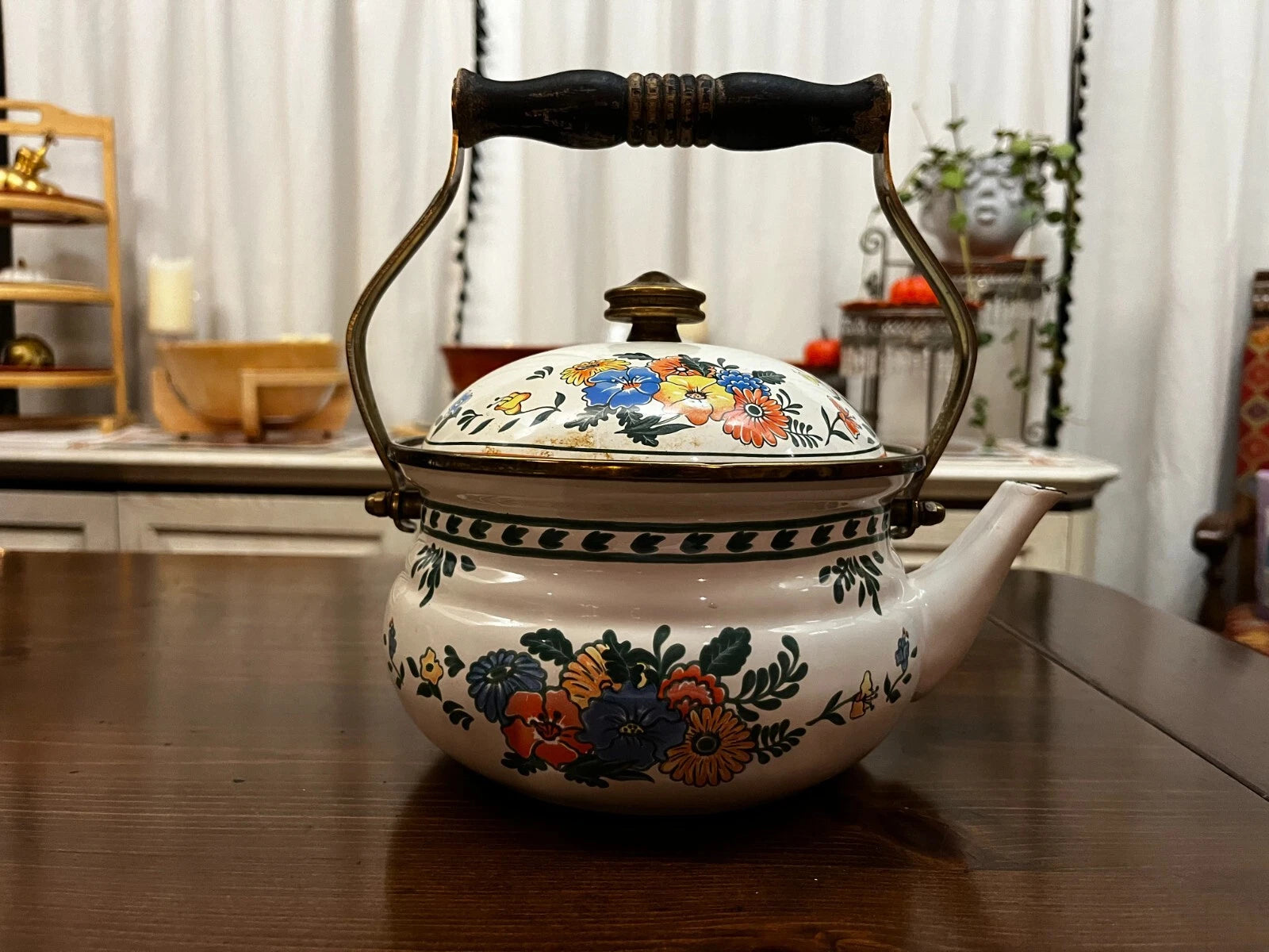 Vintage M. Kamenstein Enamelware Floral Motif Tea Pot Circa 1981 | eBay