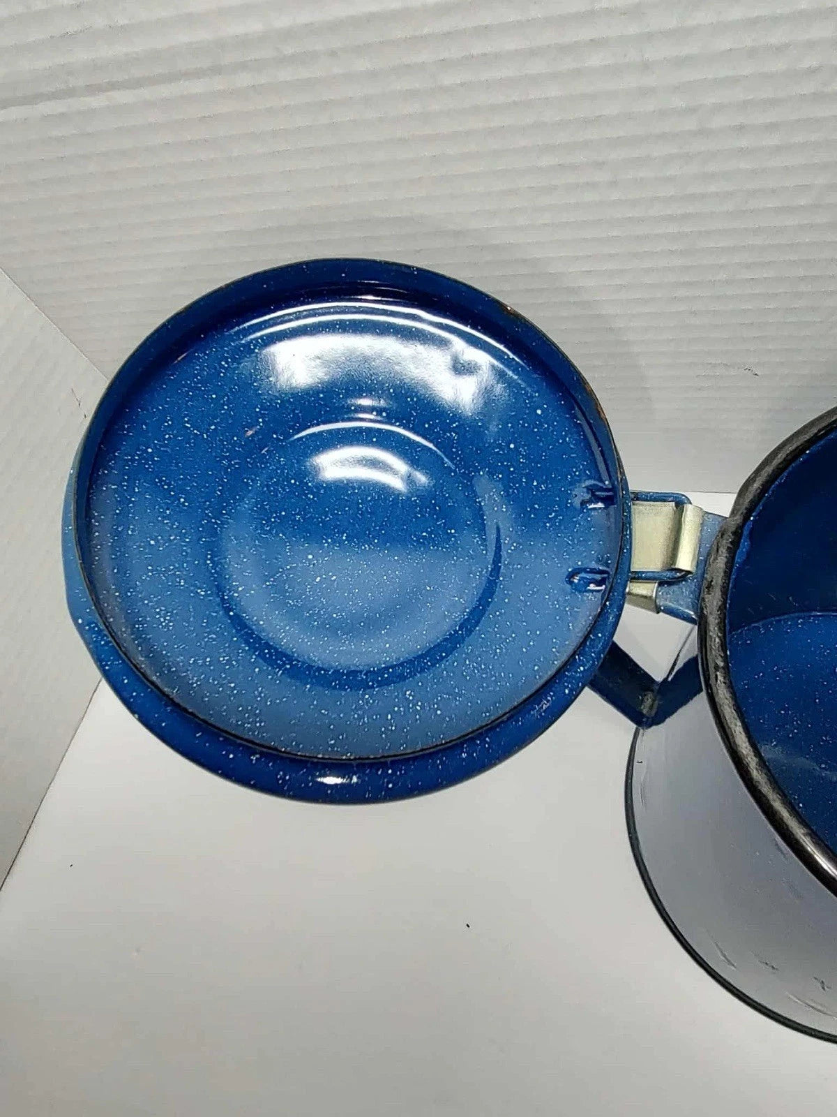 Vintage Enamel Stove Top Coffee Tea Pot Blue Speckled Camping Farmhouse | eBay