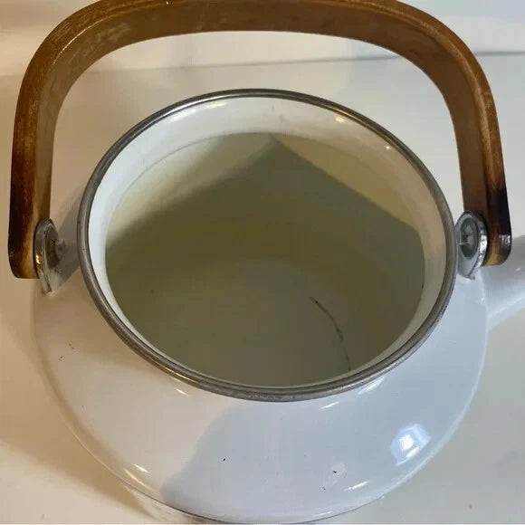 Vintage 1982 Gailstyn-Sutton Monique Enamel Tea Pot Wooden Handles