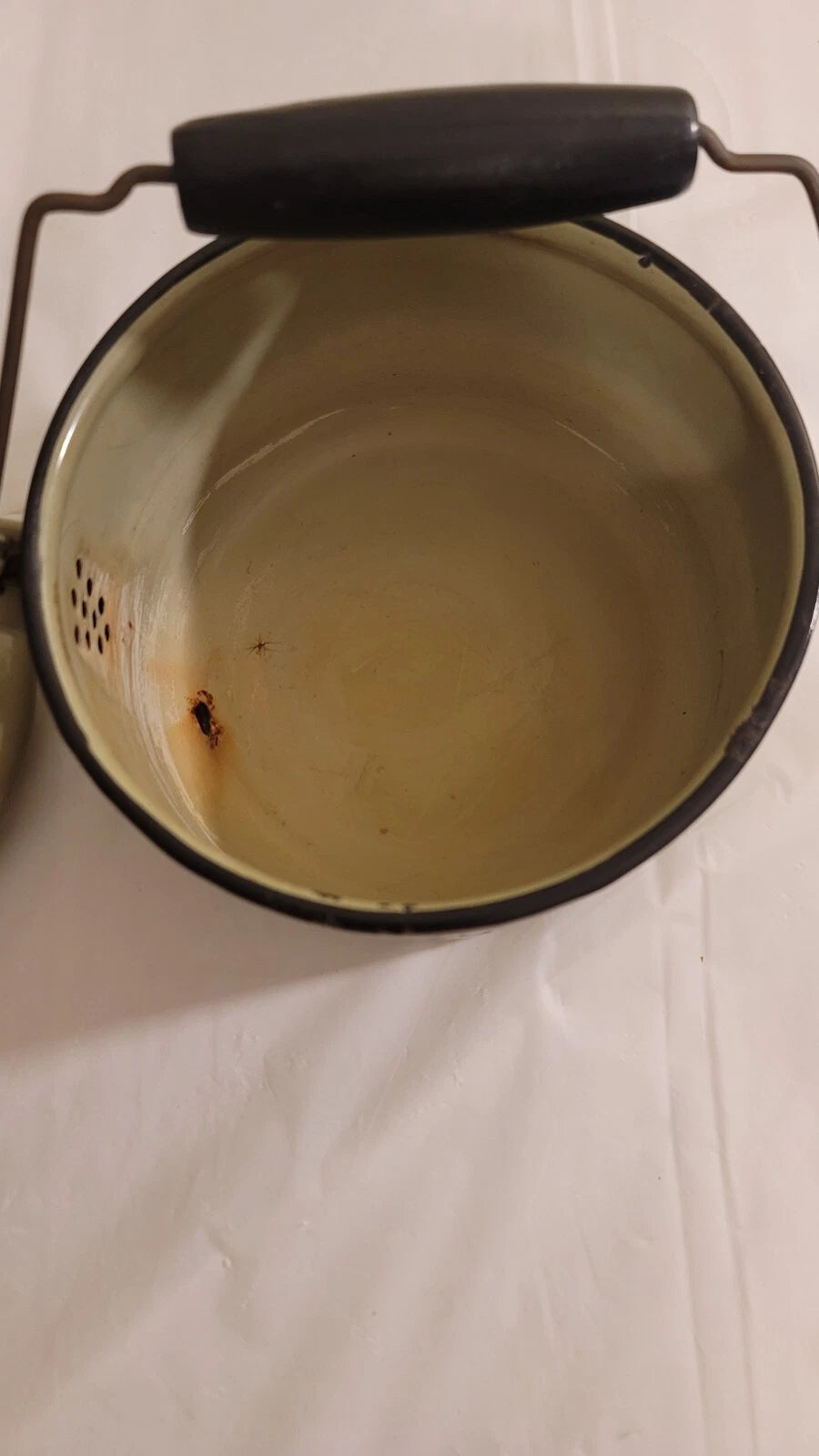 Vintage Enamel Ware Green Teapot Kettle