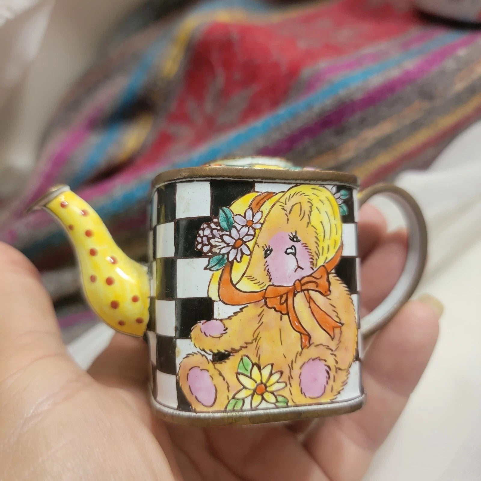 Kelvin Chen Miniature Porcelain Enameled Metal Teapot. 1999 Excellent condition