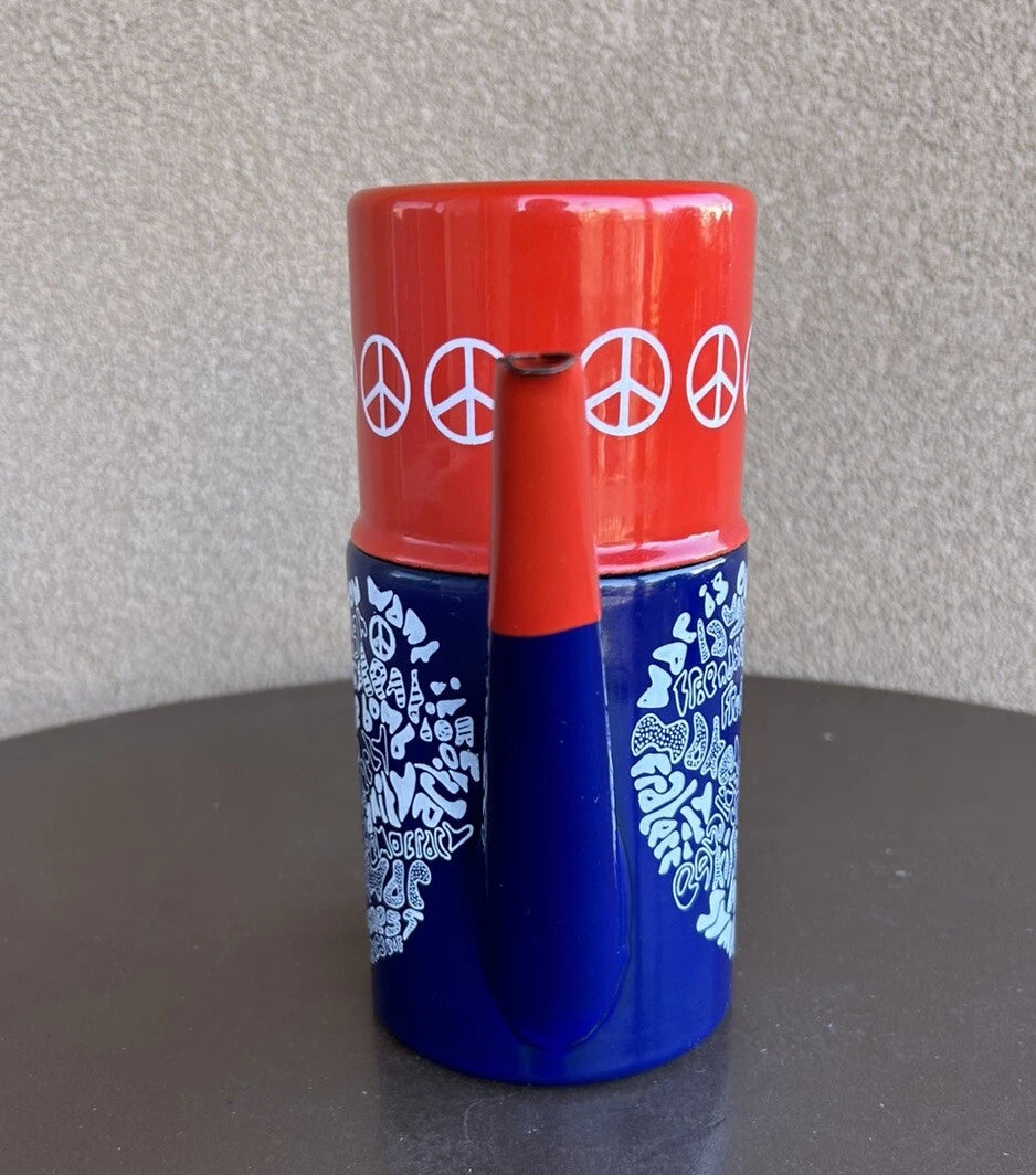 VERY RARE Vintage Peace Hippie Enamelware Tea Pot Dutch Style Wooden Handle | eBay