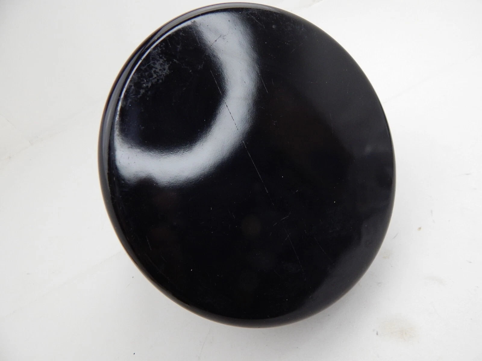 Tea Pot Enamel 2 Quart Kettle Black Easy Squeeze Handle Vtg