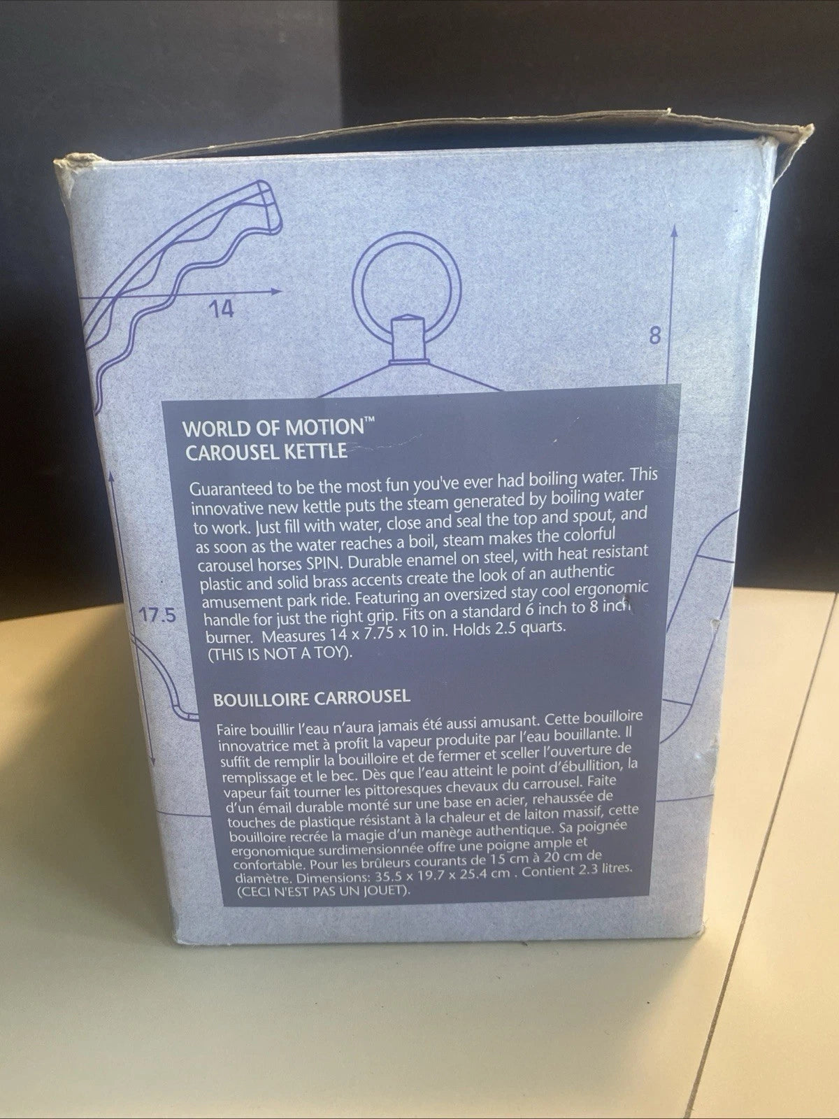 MKI Teapot Kettle Steam Driven Carousel World of Motion Kamenstein Enamel READ