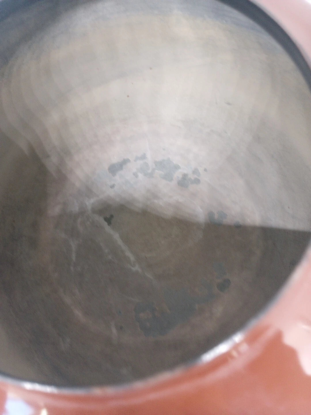 Vintage Brown Tea Pot Kettle Enamel Ware Metal Wood Handle