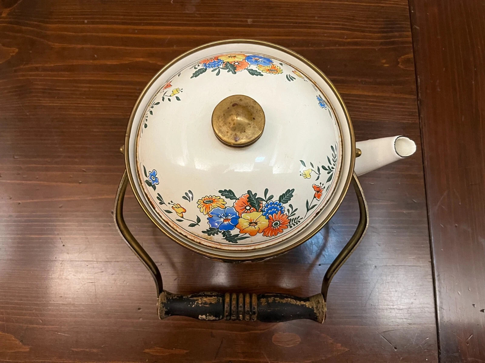 Vintage M. Kamenstein Enamelware Floral Motif Tea Pot Circa 1981 | eBay