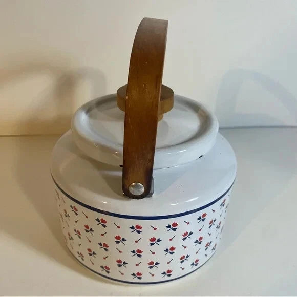 Vintage 1982 Gailstyn-Sutton Monique Enamel Tea Pot Wooden Handles