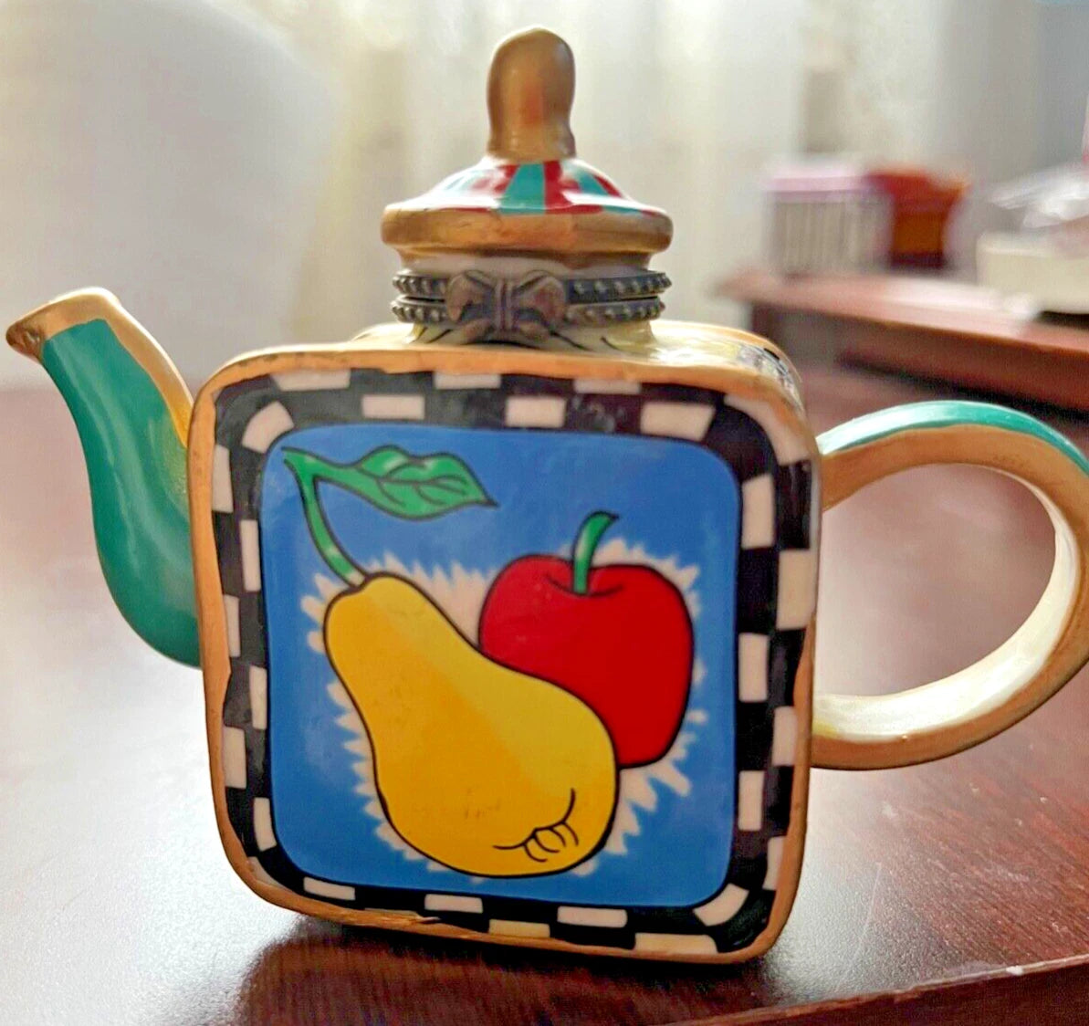 Porcelain Enamel Teapot Trinket Set | eBay