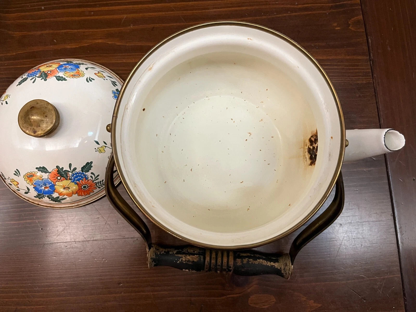 Vintage M. Kamenstein Enamelware Floral Motif Tea Pot Circa 1981 | eBay