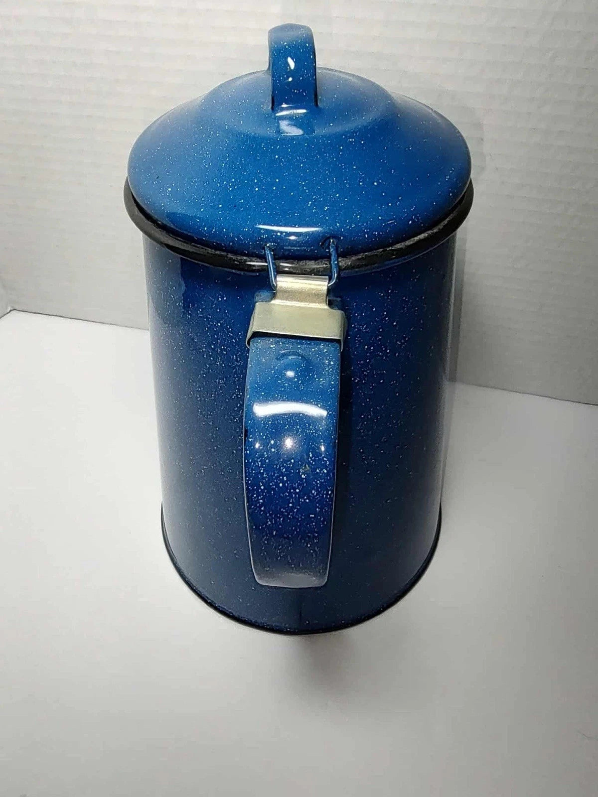 Vintage Enamel Stove Top Coffee Tea Pot Blue Speckled Camping Farmhouse | eBay