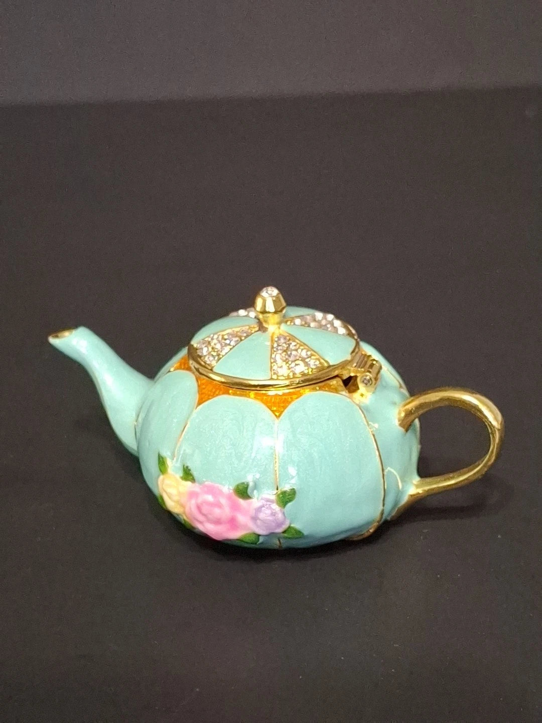 Miniature Tea Pot Trinket Box with Hinge Lid