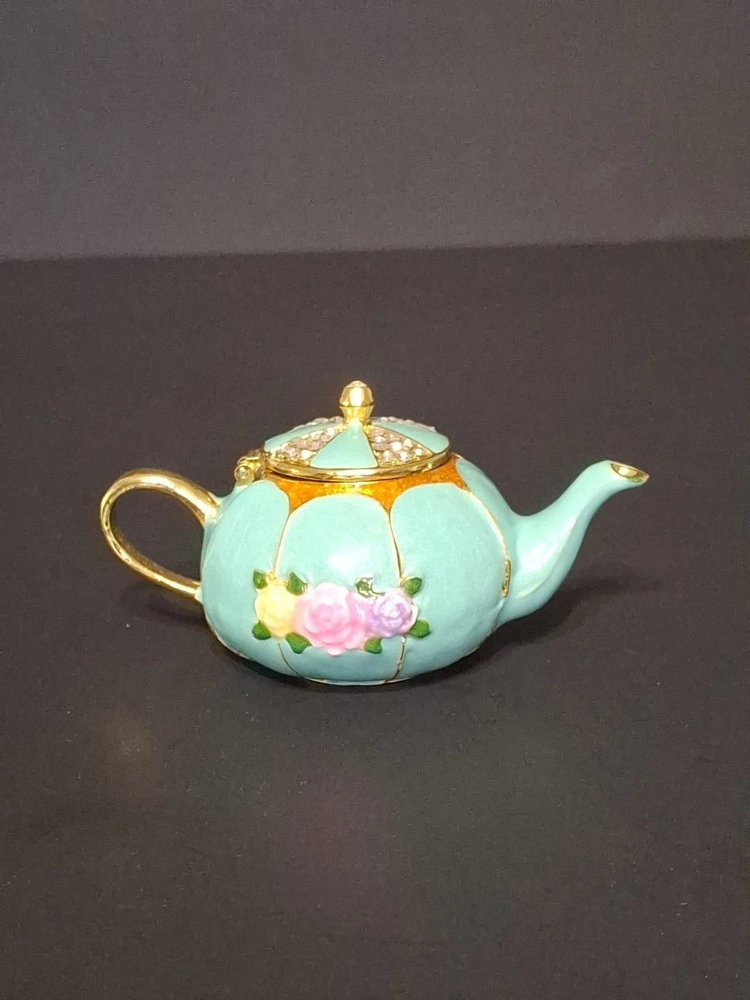 Miniature Tea Pot Trinket Box with Hinge Lid