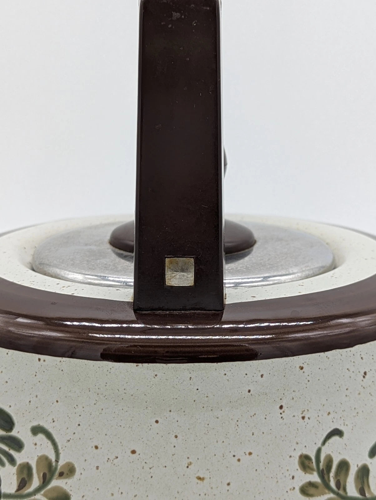 Vintage ASTA Hand Painted Flowers Enamel Kettle Teapot Flower Power Germany