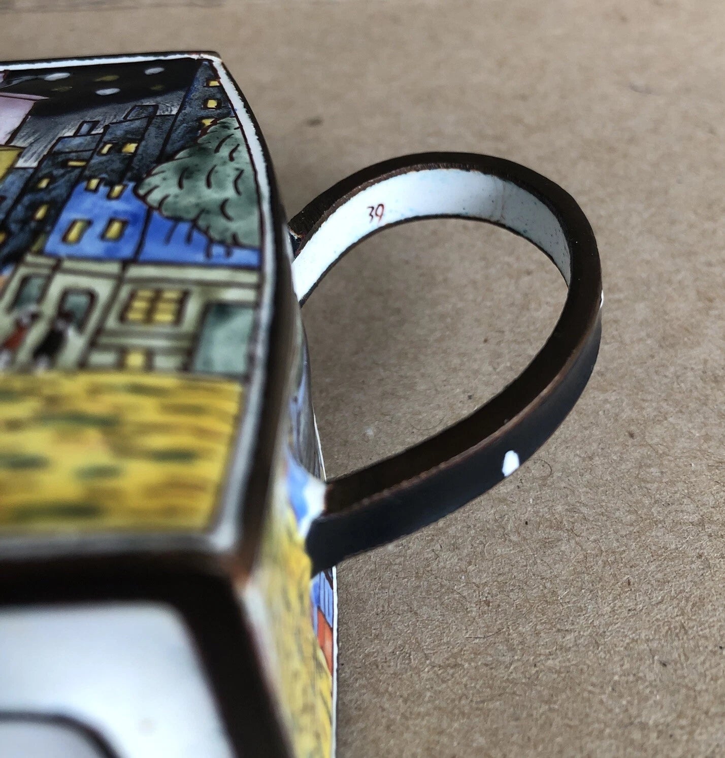 Miniature Enamel Teapot No. 1400 Vintage (3.5”) City Scape Scene No Lid | eBay