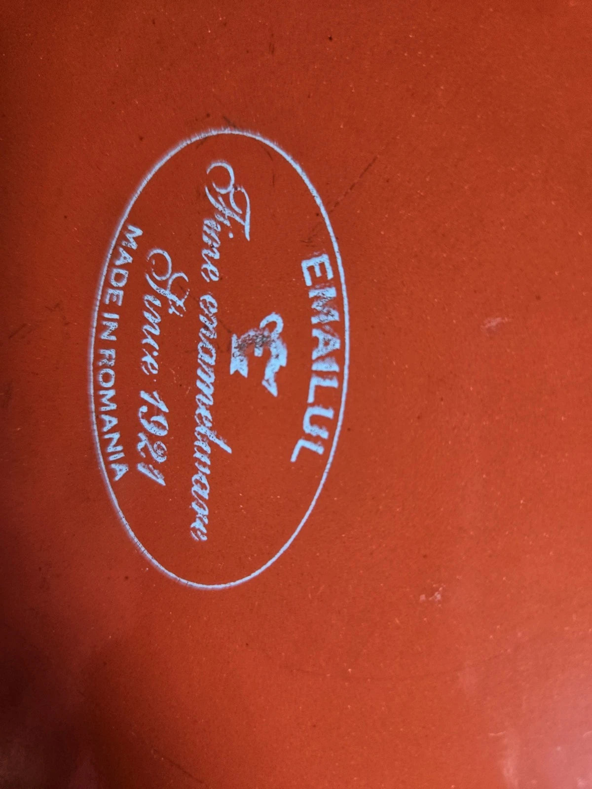 Vintage EMAILUL Red Enamel Tea Pot Fine Enamelware Made in Romania No Lid