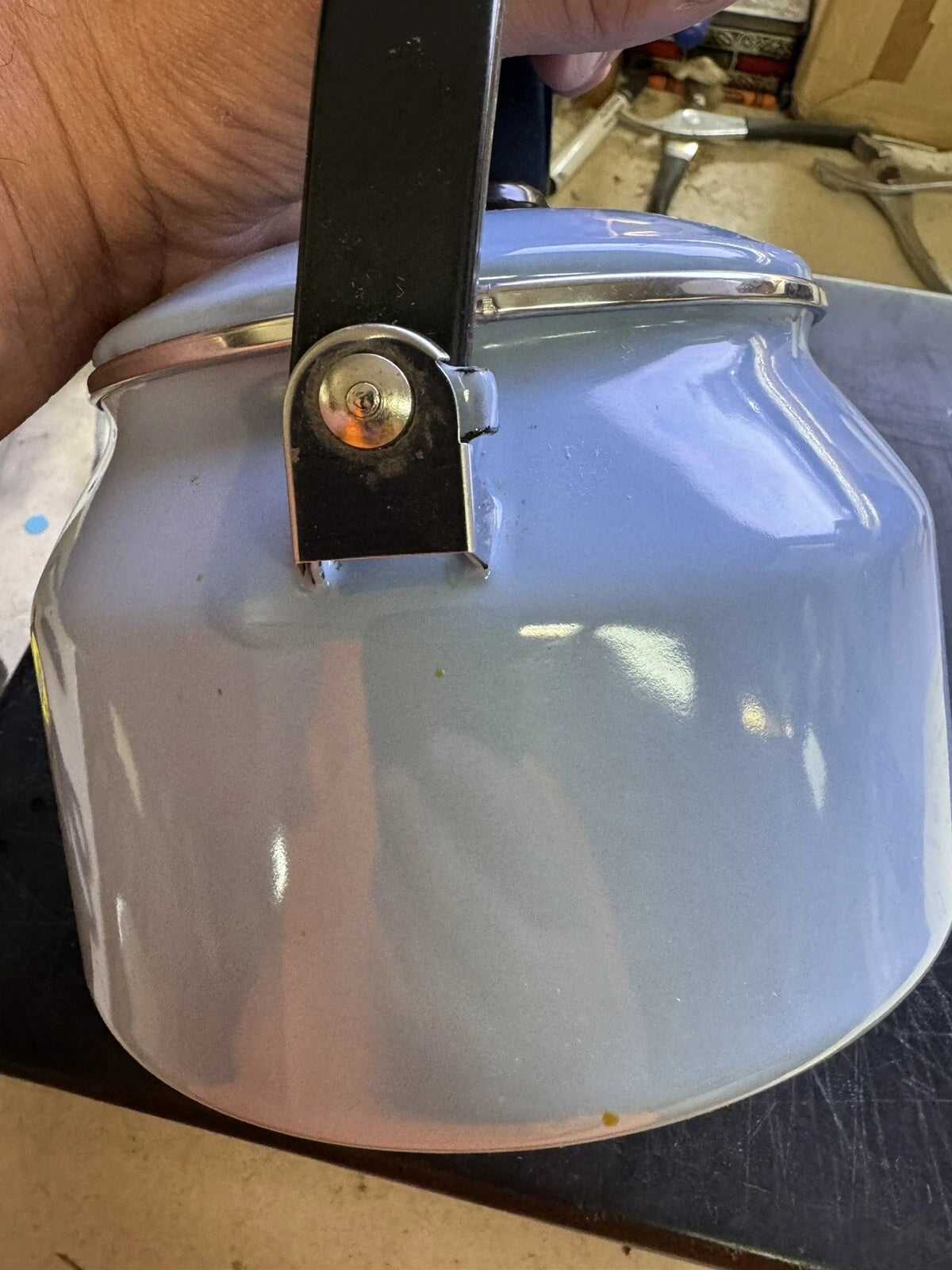 Siam Fuji Ware 2 Quart Tea Pot Kettle Light Blue Coffee Enamel