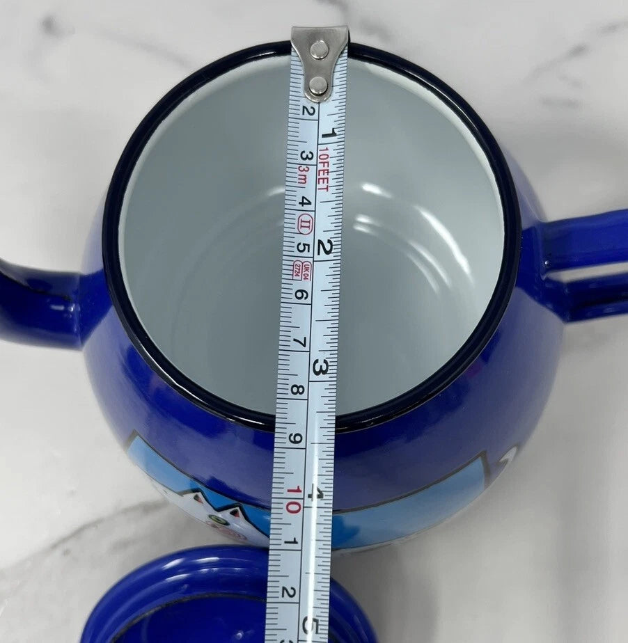 Smaltum Enamelware Teapot Kettle Dog Blue