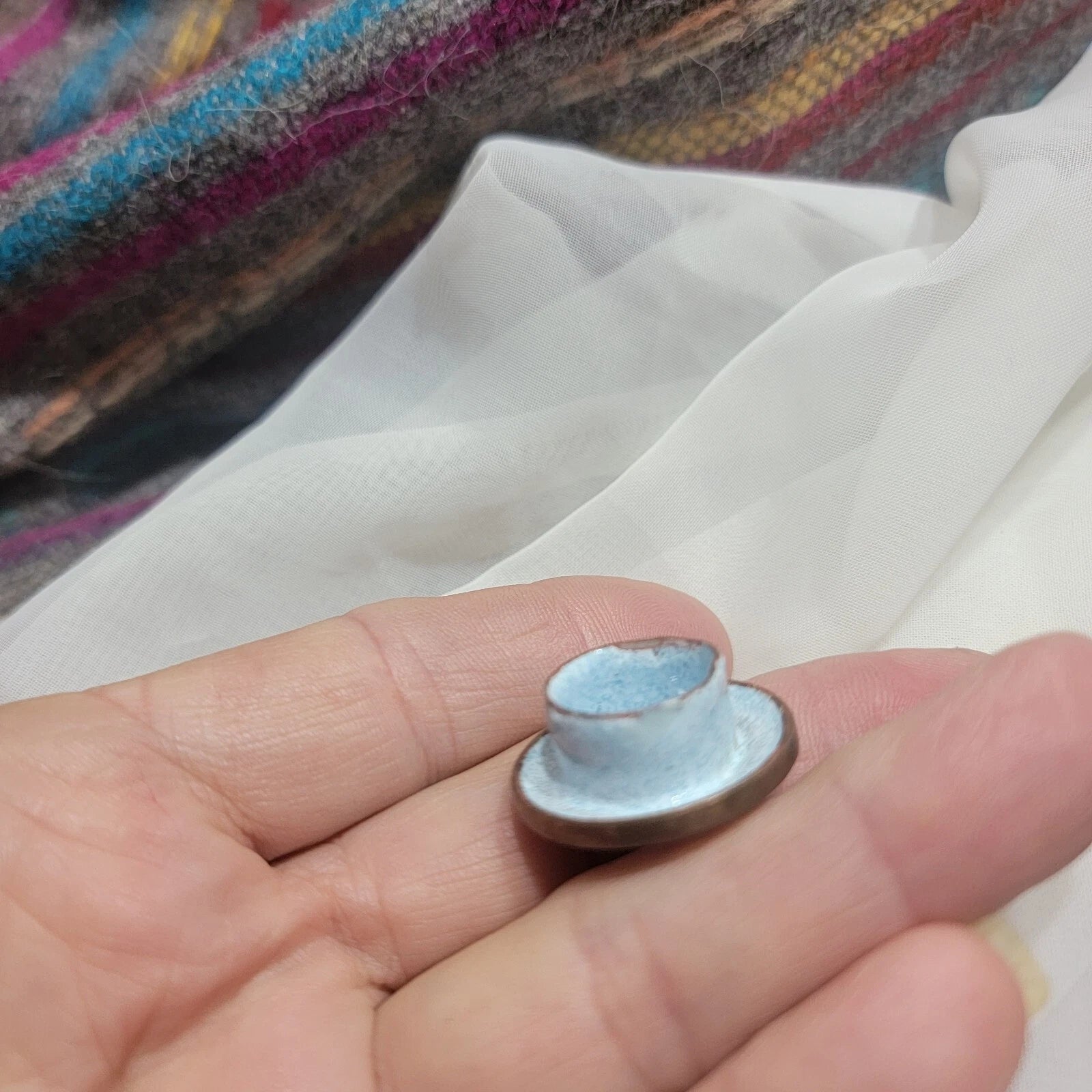 Kelvin Chen Miniature Porcelain Enameled Metal Teapot. 1999 Excellent condition