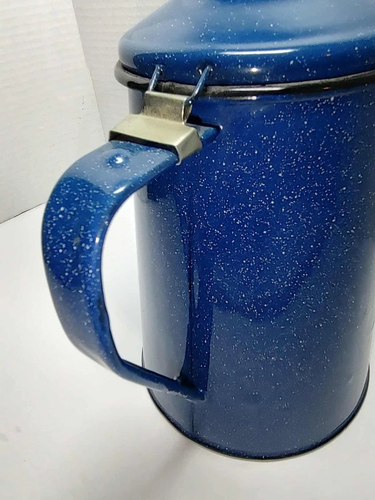 Vintage Enamel Stove Top Coffee Tea Pot Blue Speckled Camping Farmhouse | eBay