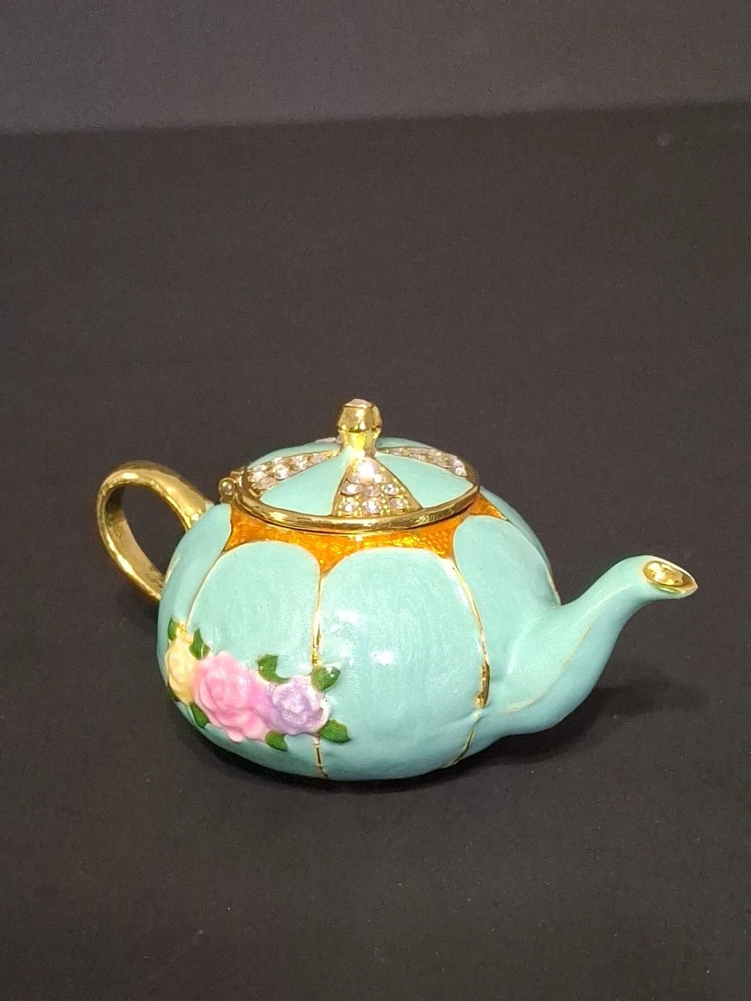 Miniature Tea Pot Trinket Box with Hinge Lid