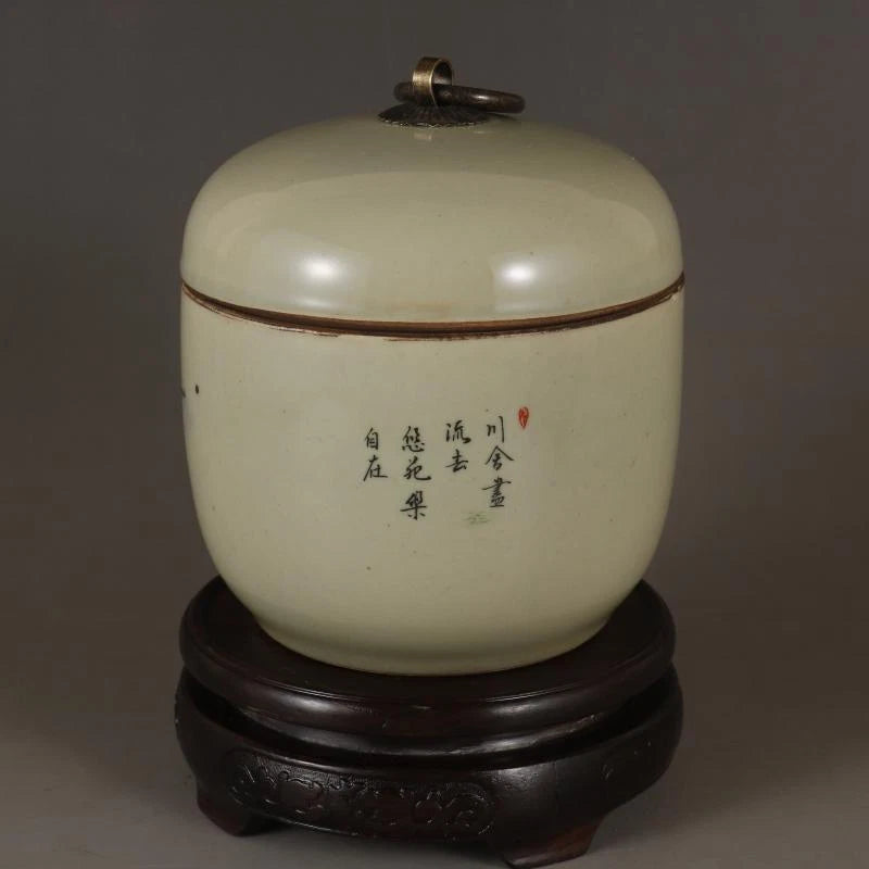 Republic of China Powder Enamel Landscape Pot Tea Pot Antique Antique Porcelain