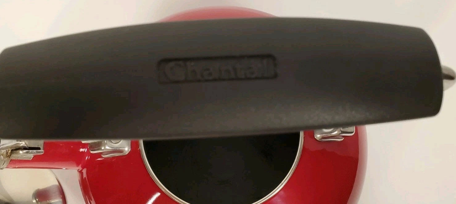 Vintage Chantal Classic Whistling Tea Kettle Teapot Red Enamel Black Handle 1.8