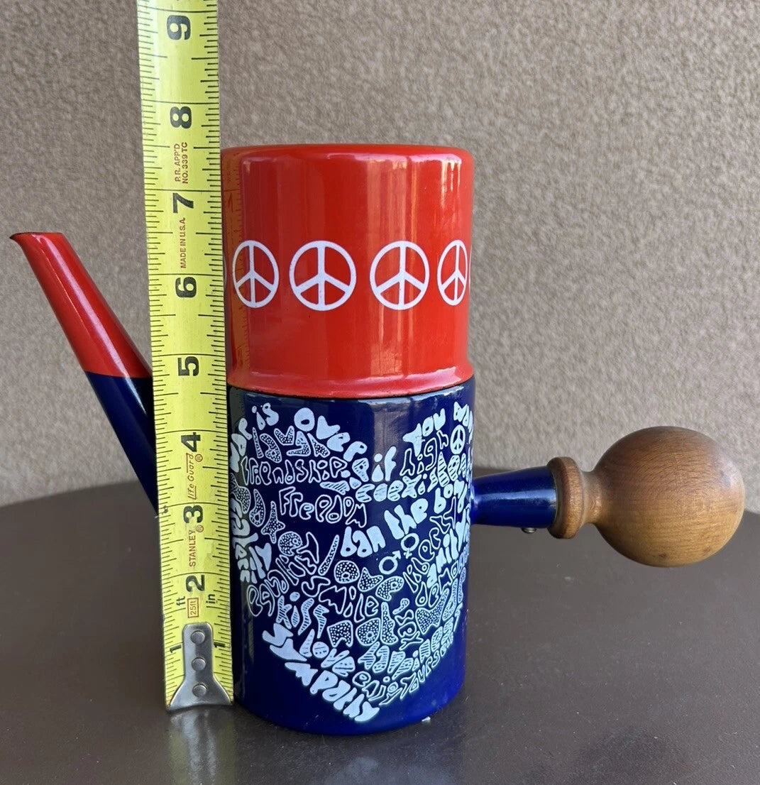 VERY RARE Vintage Peace Hippie Enamelware Tea Pot Dutch Style Wooden Handle | eBay
